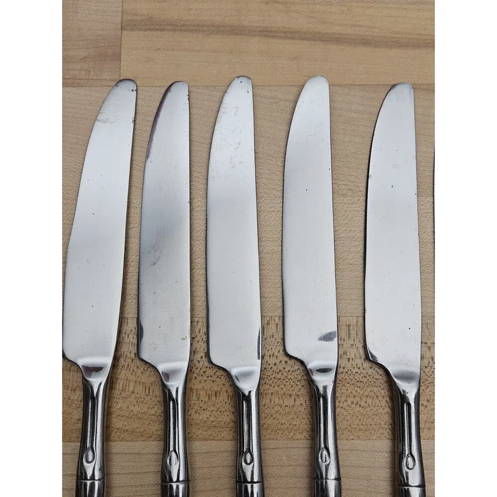 HAMPTON SILVERSMITHS Stainless Flatware BAMBOO ~ 8 Piece DINNER KNIVES